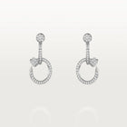 White Gold Tone Clou Douple Earrings With Sparkling Stone Gift Ideas For Her