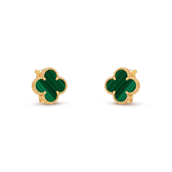 Vintage Alhambra Malachite Clover Motif Earrings