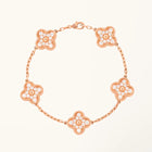 Rose Gold Clover Bracelet for Women Cubic Zirconia 5 Motif Gift Jewelry