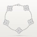Silver Clover Bracelet for Women Cubic Zirconia 5 Motif Gift Jewelry