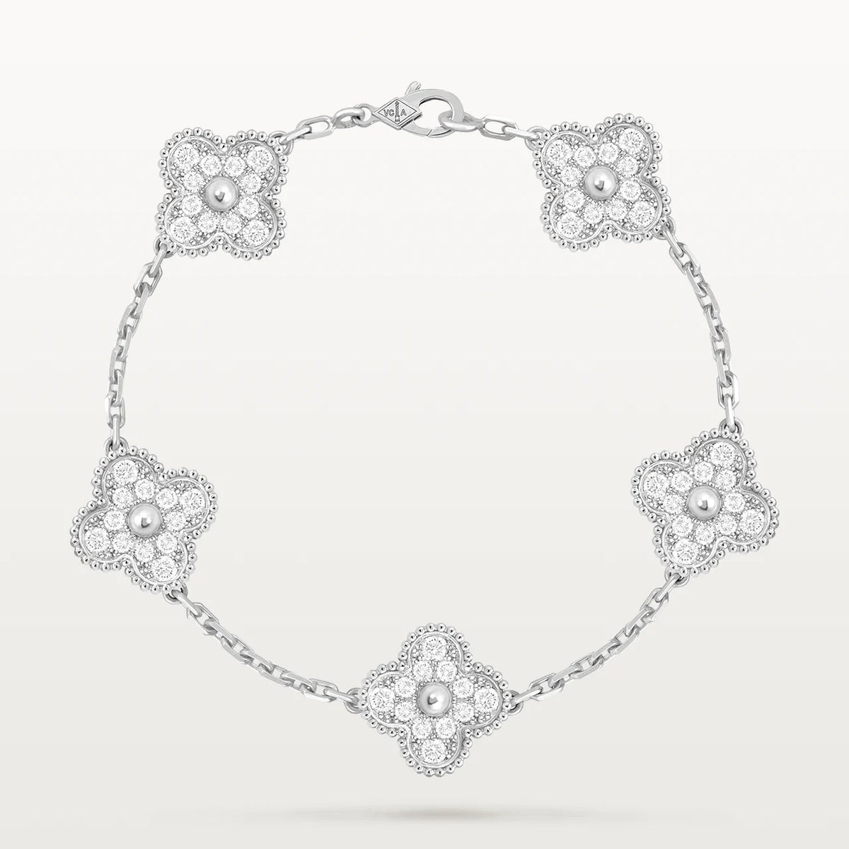 Silver Clover Bracelet for Women Cubic Zirconia 5 Motif Gift Jewelry