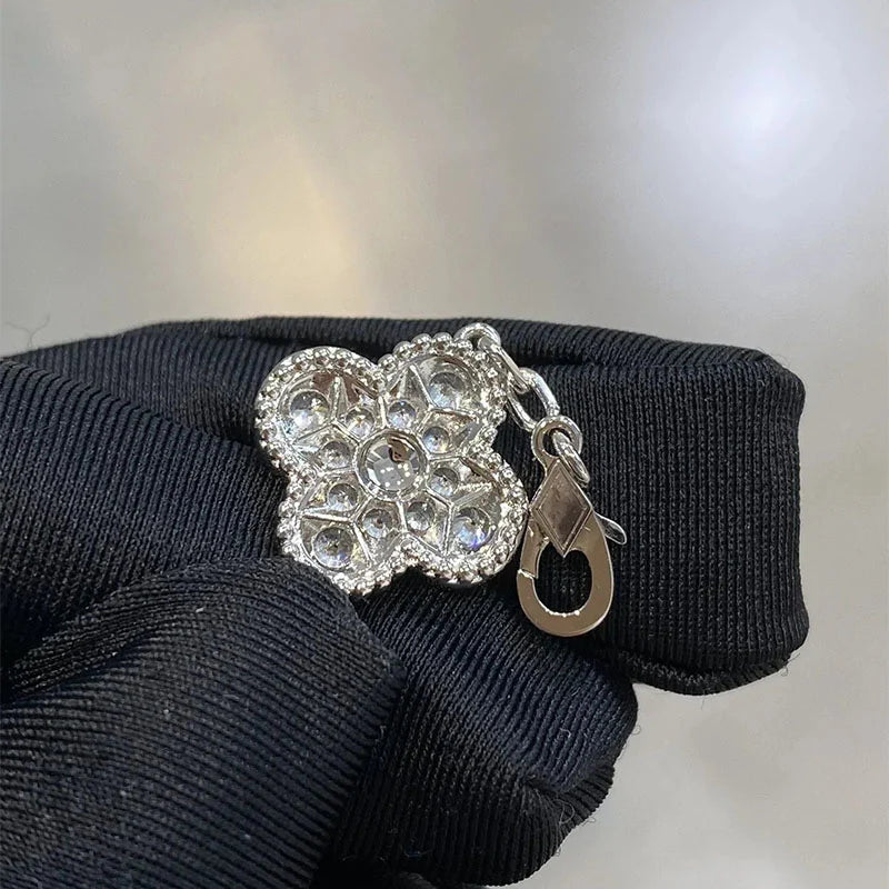 Silver Clover Bracelet for Women Cubic Zirconia 5 Motif Gift Jewelry