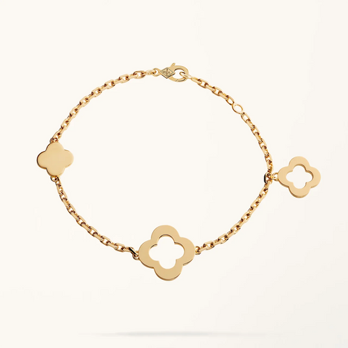 Gold Clover Bracelet for Women 3 Motif Minimal Outline Gift Jewelry