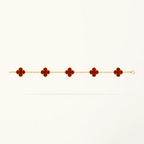 Gold Clover Bracelet for Women Carnelian 5 Motif Gift Jewelry