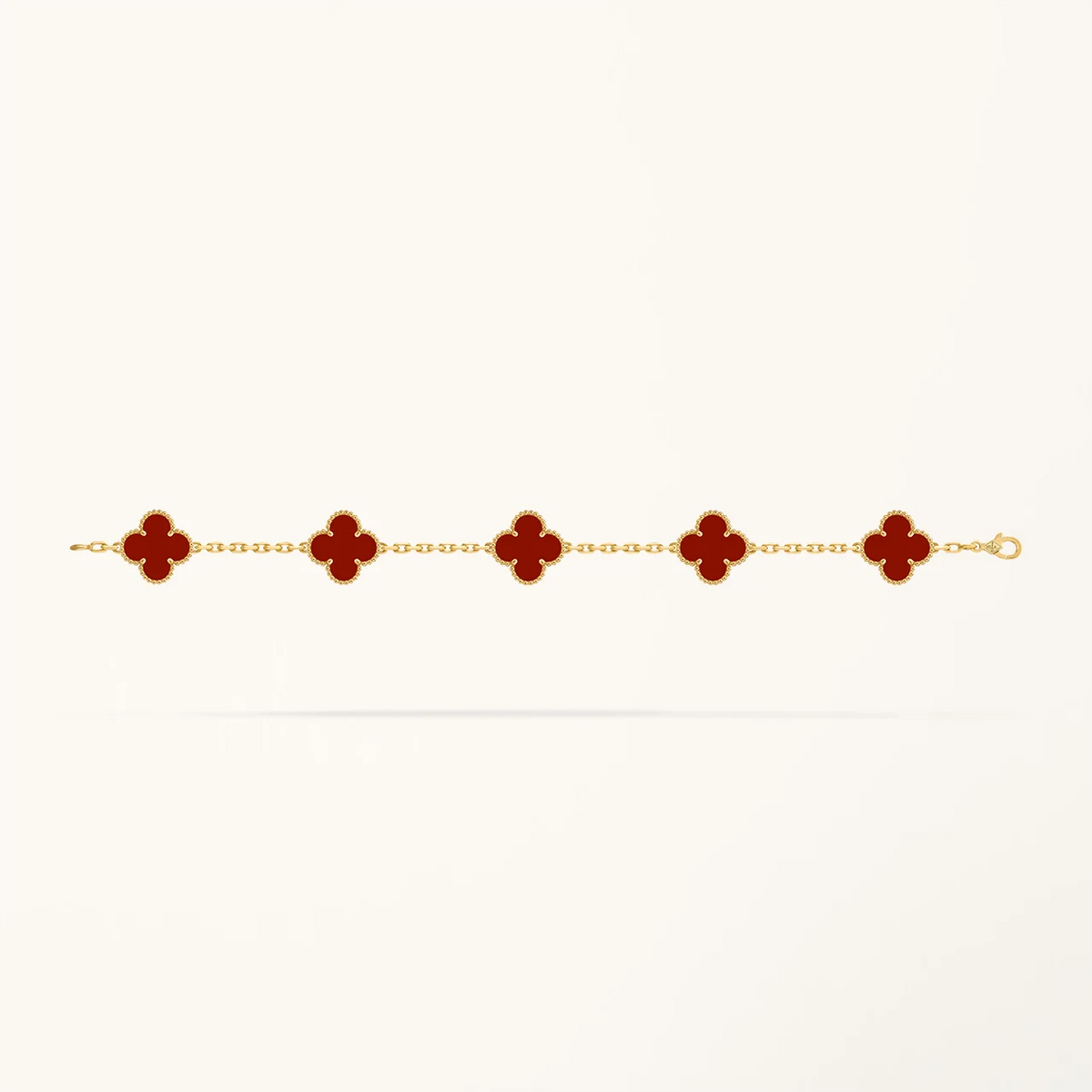 Gold Clover Bracelet for Women Carnelian 5 Motif Gift Jewelry