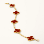 Gold Clover Bracelet for Women Carnelian 5 Motif Gift Jewelry