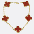 Gold Clover Bracelet for Women Carnelian 5 Motif Gift Jewelry