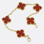 Gold Clover Bracelet for Women Carnelian 5 Motif Gift Jewelry