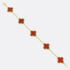 Gold Clover Bracelet for Women Carnelian 5 Motif Gift Jewelry