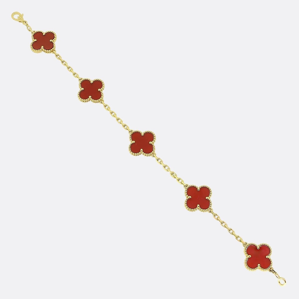 Gold Clover Bracelet for Women Carnelian 5 Motif Gift Jewelry