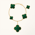 Gold Clover Bracelet for Women Malachite 5 Motif Dangle Gift Jewelry