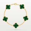 Gold Clover Bracelet for Women Malachite 5 Motif Gift Jewelry