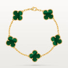 Gold Clover Bracelet for Women Malachite 5 Motif Gift Jewelry