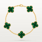 Gold Clover Bracelet for Women Malachite 5 Motif Gift Jewelry