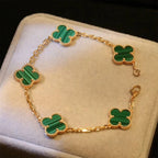 Gold Clover Bracelet for Women Malachite 5 Motif Gift Jewelry