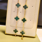 Gold Clover Bracelet for Women Malachite 5 Motif Gift Jewelry