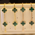 Gold Clover Bracelet for Women Malachite 5 Motif Gift Jewelry