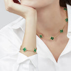 Gold Clover Bracelet for Women Malachite 5 Motif Gift Jewelry