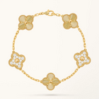 Gold Clover Bracelet for Women Sunburst and Cubic Zirconia 5 Motif Gift Jewelry