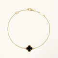 Gold Clover Bracelet for Women Onyx 1 Motif Gift Jewelry
