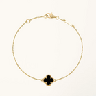 Gold Clover Bracelet for Women Onyx 1 Motif Gift Jewelry