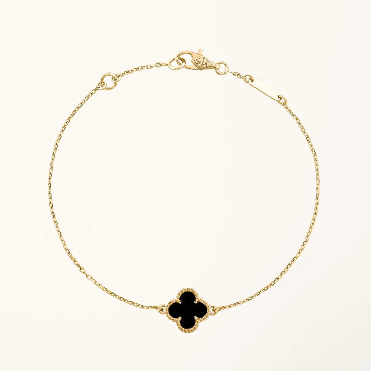 Gold Clover Bracelet for Women Onyx 1 Motif Gift Jewelry