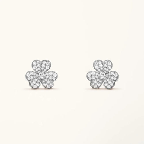 Clover Earrings Cosmos Silver Diamond High Quality