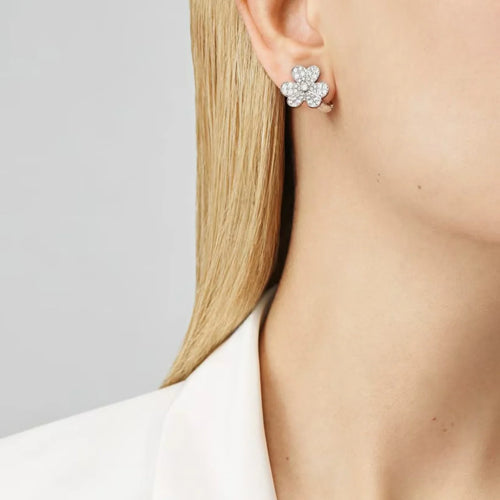 Clover Earrings Cosmos Silver Diamond High Quality