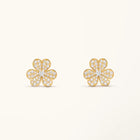 Clover Earrings Frivole Gold Flower Full Diamond Stud High Quality