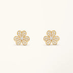 Clover Earrings Frivole Gold Flower Full Diamond Stud High Quality