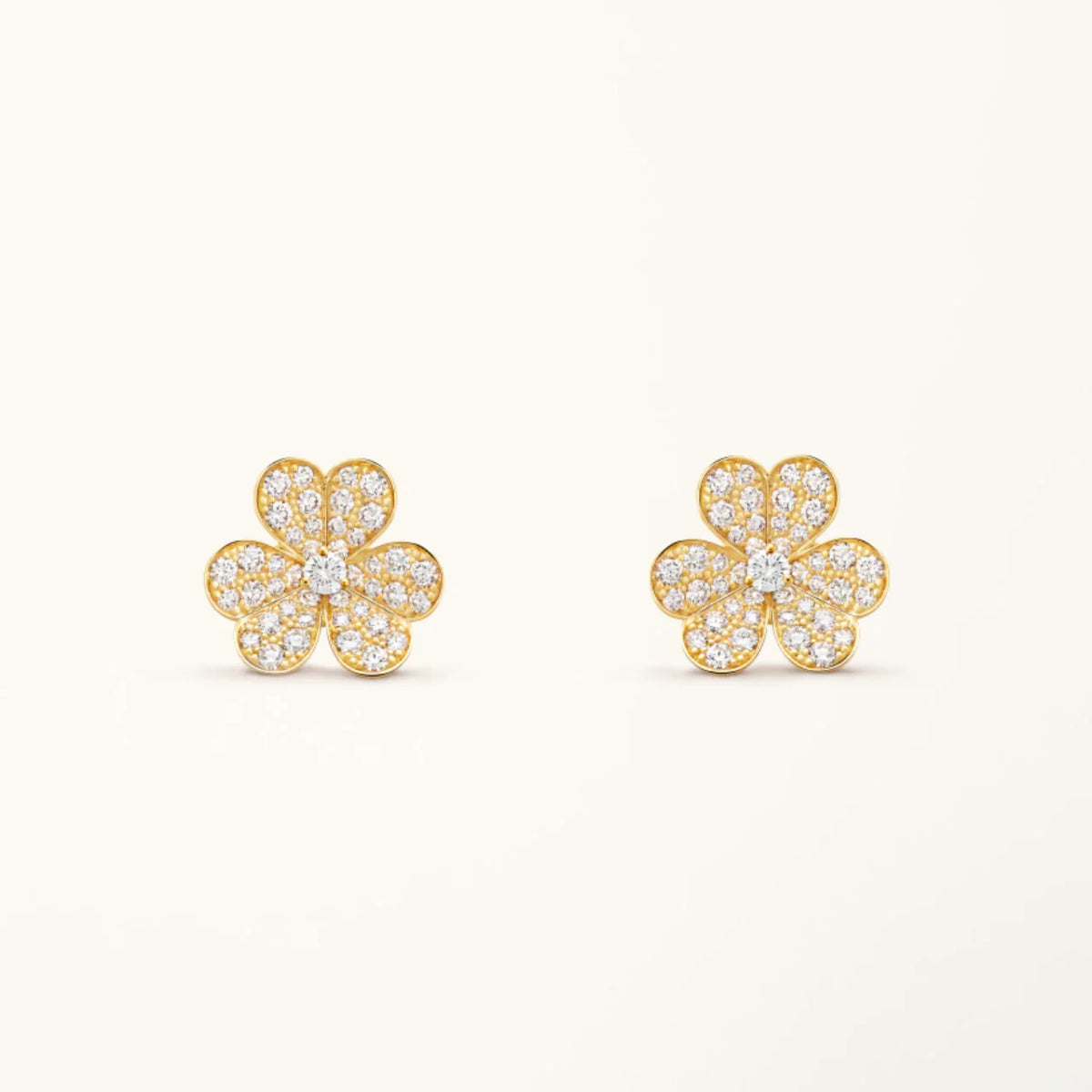 Clover Earrings Frivole Gold Flower Full Diamond Stud High Quality