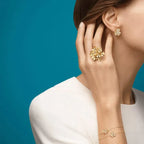 Clover Earrings Frivole Gold Flower Full Diamond Stud High Quality