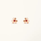 Clover Earrings Frivole Pink Gold Flower Pink Stone Stud High Quality