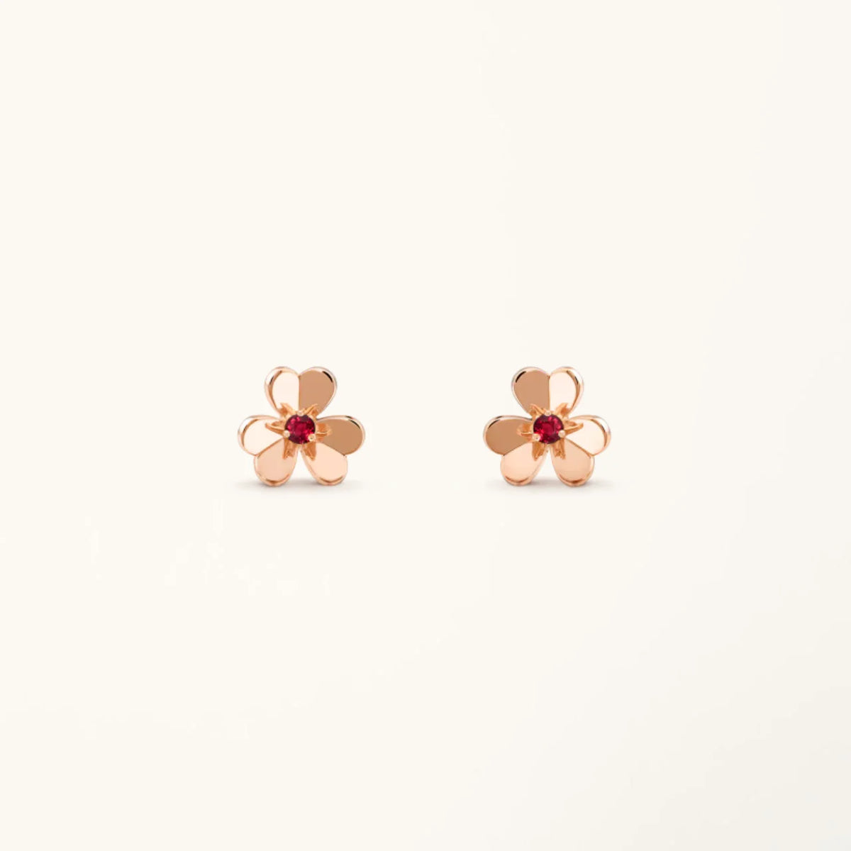 Clover Earrings Frivole Pink Gold Flower Pink Stone Stud High Quality