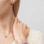 Clover Earrings Frivole Pink Gold Flower Pink Stone Stud High Quality