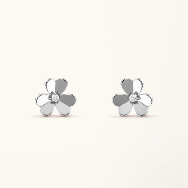 Clover Earrings Frivole Silver Mini Flower Diamond Stud High Quality
