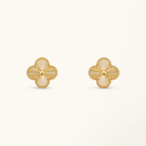 Clover Earrings Gold Textured Design Elegant Luxury