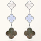 Clover Earrings Silver MOP 3 Motifs Elegant Luxury High Quality