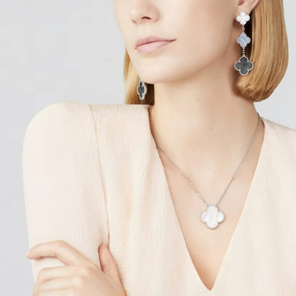 Clover Earrings Silver MOP 3 Motifs Elegant Luxury High Quality