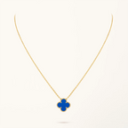 Gold Clover Necklace for Women Blue Agate 1 Motif Gift Jewelry