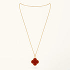 Gold Clover Pendant Necklace for Women Carnelian 1 Motif Gift Jewelry