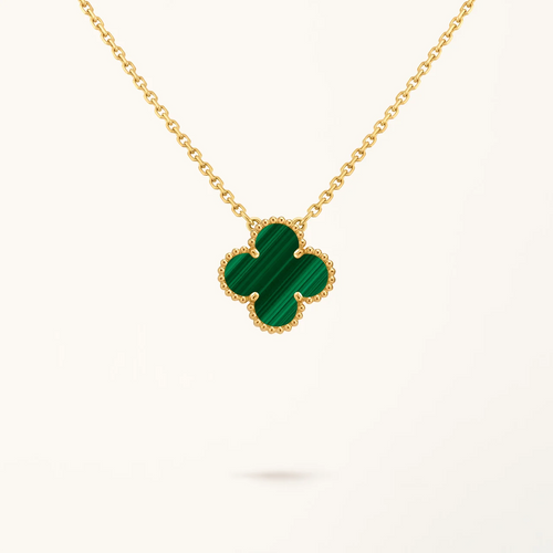 Gold Clover Necklace for Women Malachite 1 Motif Gift Jewelry