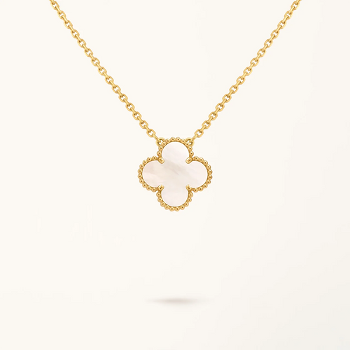 Gold Clover Necklace for Women White Mother of Pearl 1 Motif Gift Jewelry
