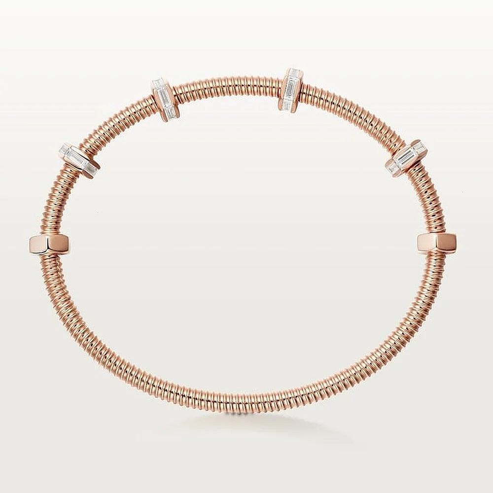 Ecrou Screw Rose Gold Tone Bracelet Bold Design With Sparkling Stones Present For Women Jewelry Gift Ideas