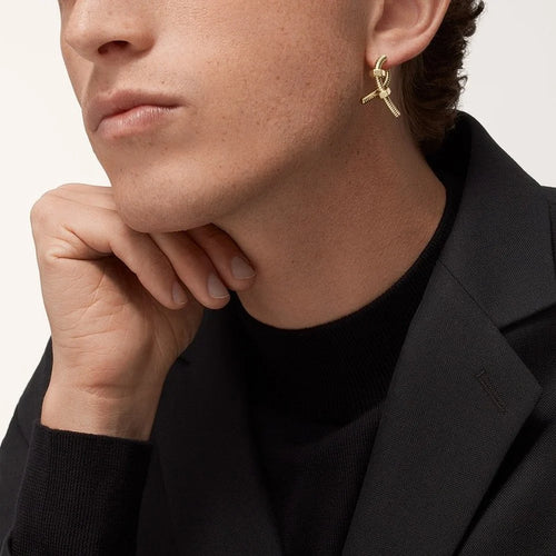 Ecrou Yellow Gold Tone Single Left Earring Unisex Gift Ideas