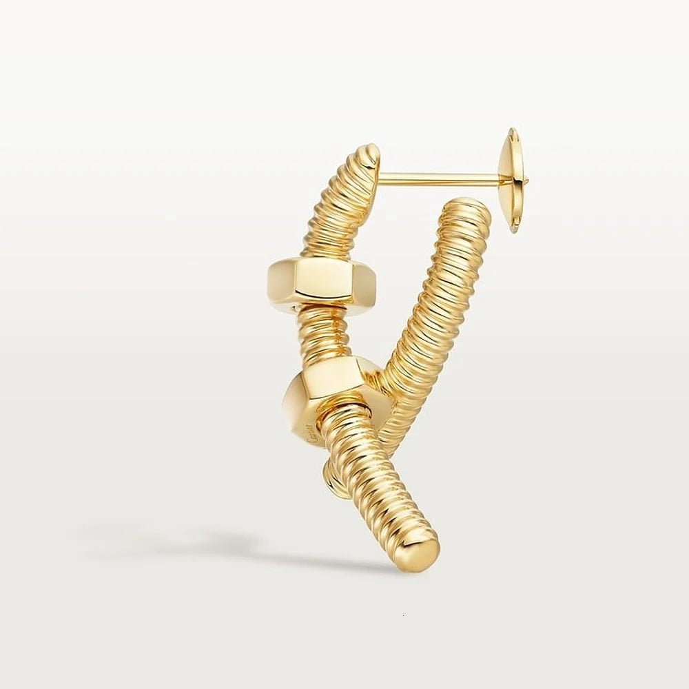Ecrou Yellow Gold Tone Single Left Earring Unisex Gift Ideas