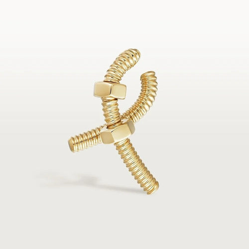 Ecrou Yellow Gold Tone Single Left Earring Unisex Gift Ideas