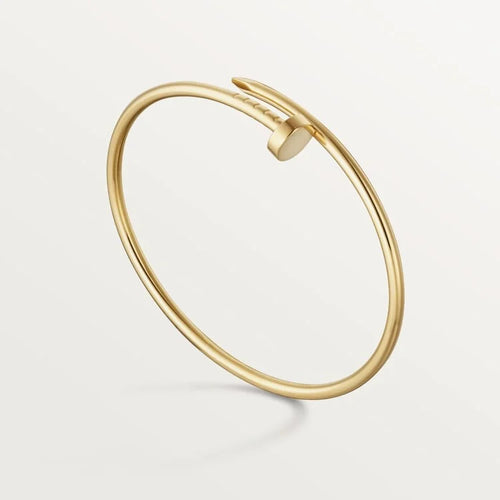 Elegant Gold Nail-Inspired Bangle with Classic Metal Polish, Small Model