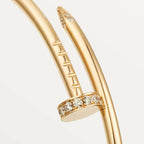 Elegant Golden Nail-Inspired Bangle with Sparkling Crystals, Small Model