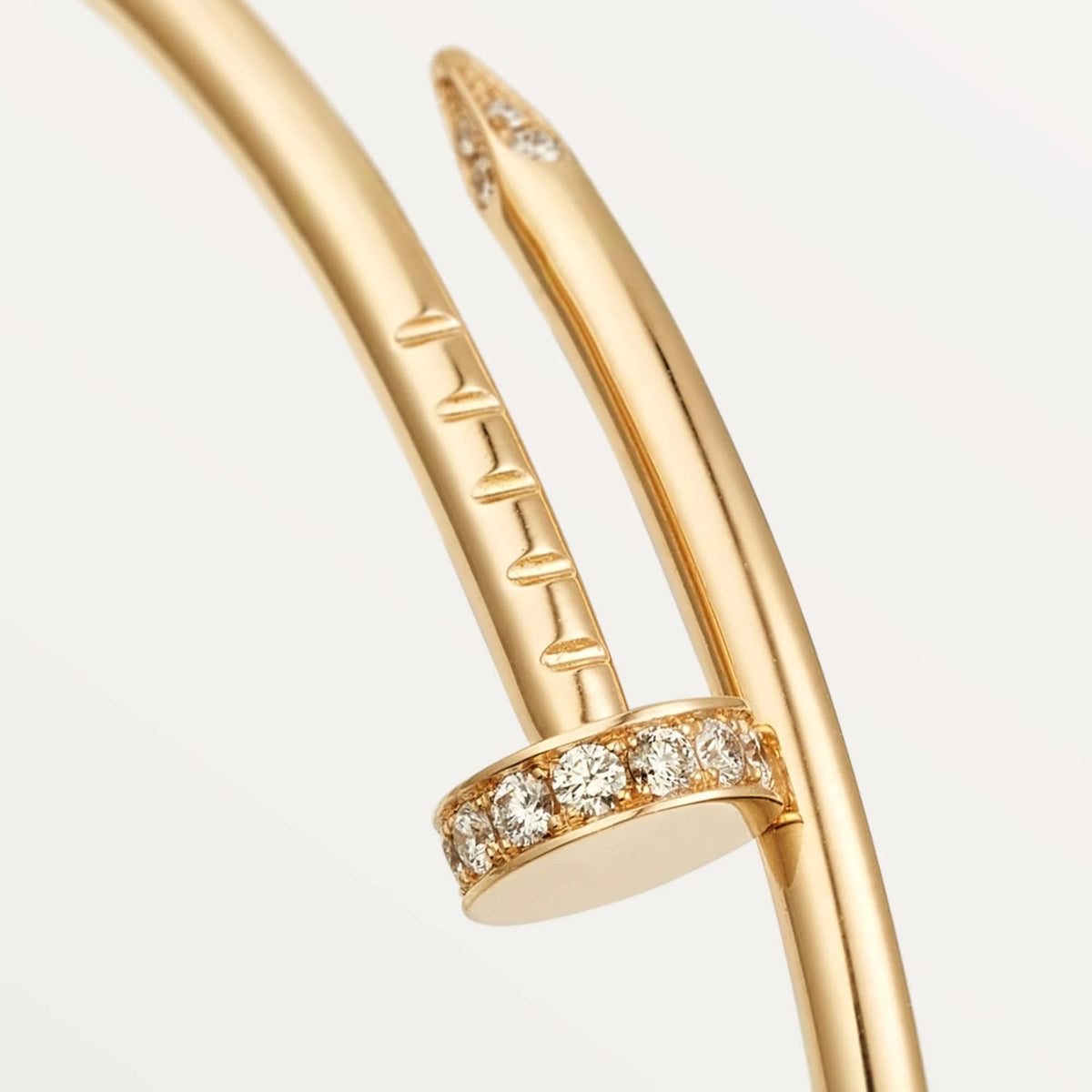 Elegant Golden Nail-Inspired Bangle with Sparkling Crystals, Small Model